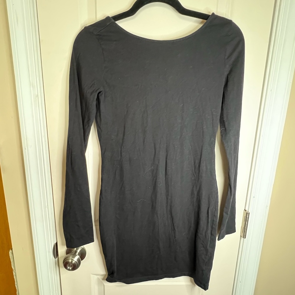 Black tight cross back sweater dress stretch cotton